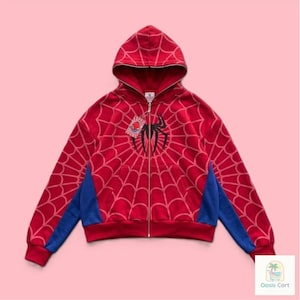 Spider Graphic Zip Hoodie Y2K Gothic Oversized Streetwear Jacket Grunge Sweatshirt Unisex Gift for Spider Fans 4