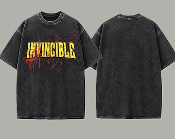 Invincible Inspired Shirt, Vintage Washed Tee, Unisex Cotton T-Shirt, Retro Superhero Graphic Shirt, Short Sleeve Summer Clothing