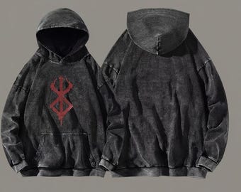 Berserk Inspired Hoodie, Vintage Anime Hooded Sweatshirt, Oversized Cotton Graphic Hoodie, Unisex Pullover, Gift for Anime Fans