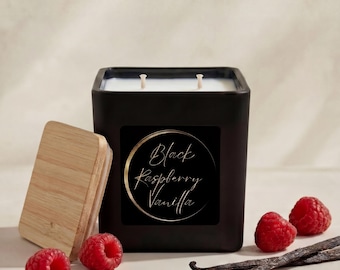 Bougie en cire de soja et de noix de coco avec couvercle en bambou, autonomie de 40 heures