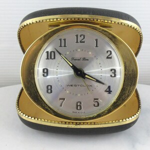 Small Vintage Travel Alarm Clock, Westclox Travel Ben, Made in U.S.A, Wind Up Mechanical Clock