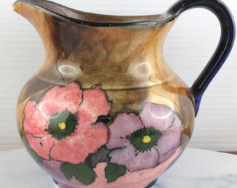 英国 H&K TUNSTALL ヴィンテージ ジャグ ピッチャー 陶器 水差し フラワーベース 花瓶 オブジェ Hollinshead & Kirkham イギリス 93107 H K (hollinshead and Kirham) Tunstall Pitcher Jug (4 In.) - 4845