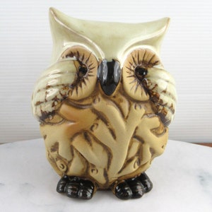 Super Cute Vintage  Ceramic Pottery Owl Coin Bank, Money Box