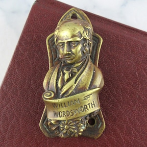 Small Vintage Brass William Wordsworth Door Knocker, Peerage England, Ornate Figural Door Handle, Door Hardware
