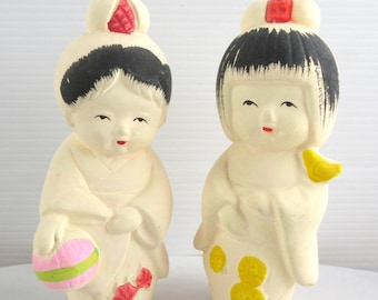 博多人形、日本の伝統的な陶器のヴィンテージ人形、日本の工芸品、着物