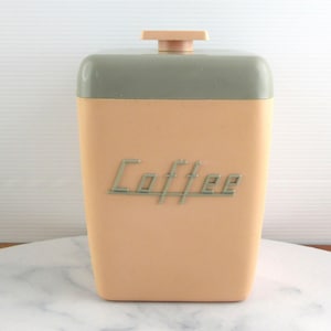 Vintage Nally Ware Coffee Canister,  Pink & Grey,  Australian 1960s, Kitchen Storage Container