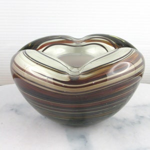 Small Vintage Cased Glass Ashtray or Trinket Bowl, Murano Style Art Glass Dish