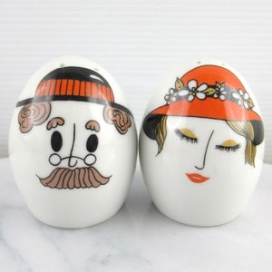 Vintage His and Hers Salt & Pepper Shaker Set , Mr and Mrs Man Woman Lady Pair, Mid Century Kitsch Kitchen,  Made in Japan