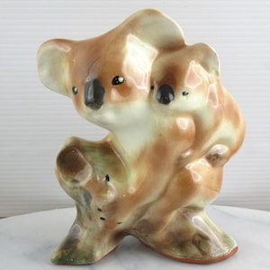 Vintage Australian Pottery Ceramic Koala Figurine, Earthenware Pottery, Mother & Baby Koala Figure Australia