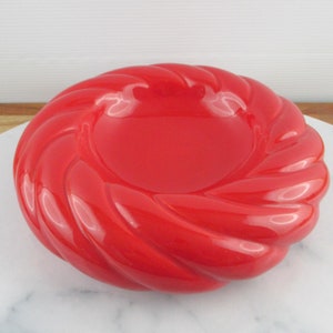 Large Vintage Mid Century Red Ceramic Ashtray or Trinket Catchall Dish, Italian Tommaso Barbi Style, MCM