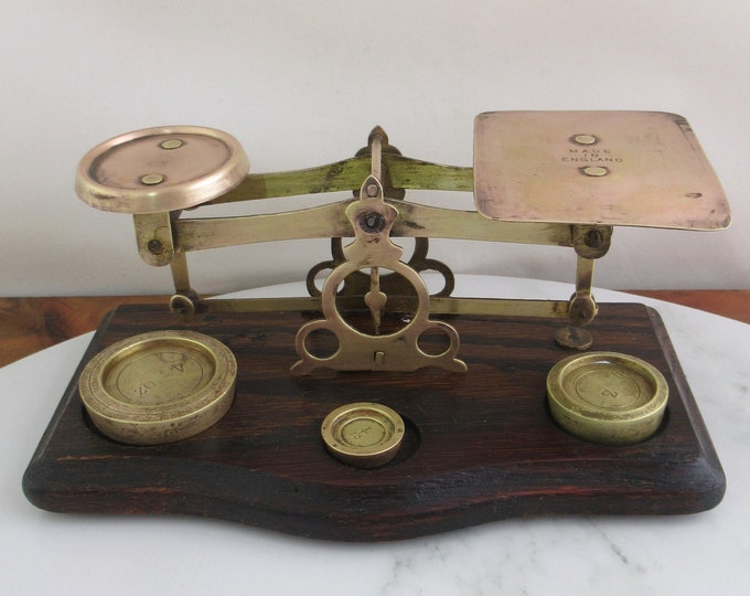 Vintage Post Office Scales & Weights / Letter Postal Scales, Brass