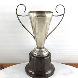 Vintage Silver Plated Trophy Cup with Bakelite Base, Art Deco Style Trophy, Rustic Room Decor, No Engraving 1940&#39;s