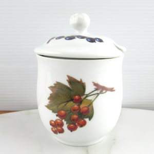 Pot à moutarde Royal Worcester vintage / pot à confiture / pot de conserve avec couvercle, motif Evesham, du four à la vaisselle, fabriqué en Angleterre