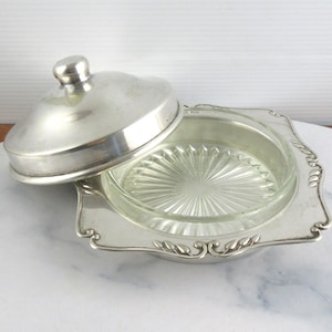 Vintage Silver Plated Lidded Butter Dish with Glass Insert, Crusader EPNS A1,  Butter Serving Plate, Rustic Country Kitchen