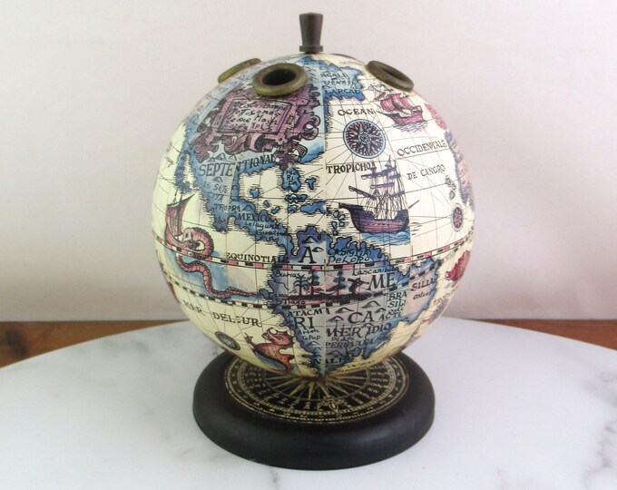 Vintage Old World Globe Pen Holder Spinning Globe Pencil Etsy