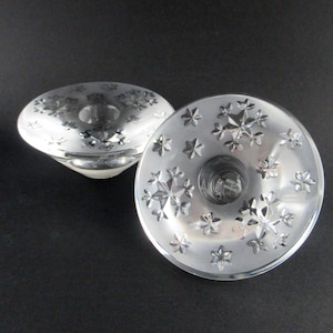 Pair of Vintage Marquis by Waterford Crystal Snowflake Candle Holders, Gorgeous Christmas Holiday Decorations