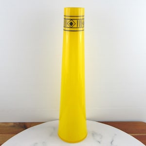 Tall Vintage Art Deco Orange Tango Glass Vase,  Bohemian Czech Glass Flower Vase