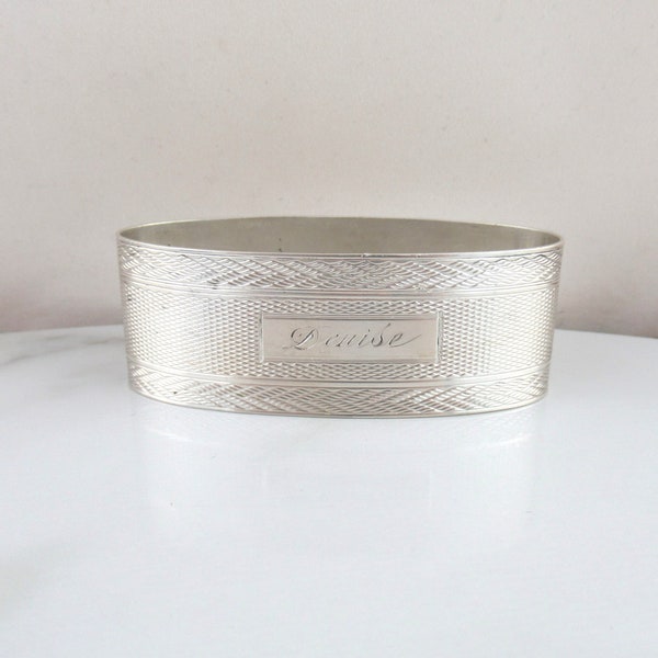 Vintage Sterling Silver Single Napkin Ring Engraved Denise, Hardy Brothers Hallmarked Birmingham 1928, Art Deco