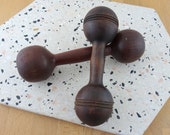 Vintage Wooden Dumbbells, Antique Wood Hand Barbells, Lot of Two Not a Pair