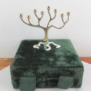 Vintage Silver & Gold Plated Tree of Life Menorah Candle Holder, The Jacob Rosenthal Judaica Collection Sandra Kravitz, 9 Branch Menora