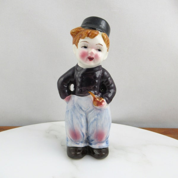 Vintage Kitsch Ceramic Dutch Boy with Pipe & Hat Figurine, Collectable Figure