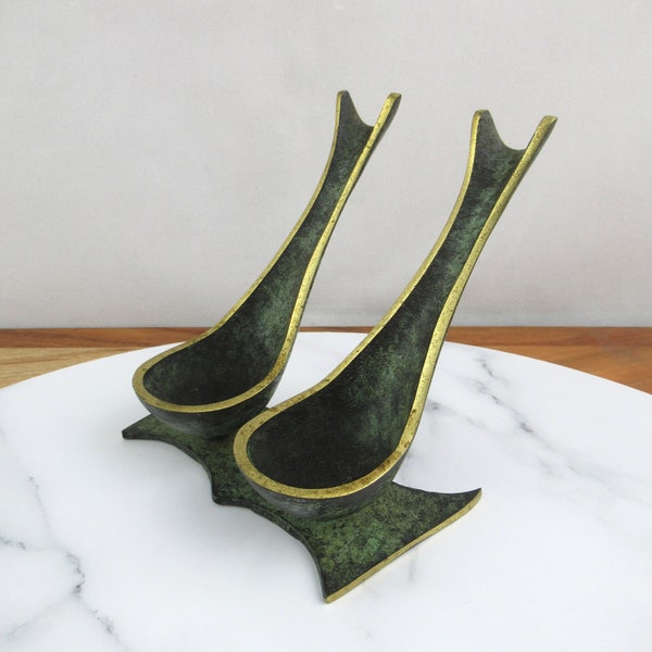 Vintage  Walter Bosse Bronze Brass Pipe Holder Stand,  Mid Century Solid Brass, The Swallows, Les Hirondelles