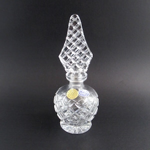 Vintage Art Deco Style Bohemian Crystal Perfume Bottle, Vintage Art Deco Floral Scent Bottle, Czechoslovakia
