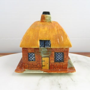 Vintage Thatched Cottage Lidded Storage Jar / Box , Shorter & Son England, Ceramic Cottage House Container, Country Decor