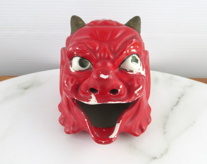 Rare Vintage Japanese Ceramic Red Devil Face Ashtray or Trinket Bowl ...