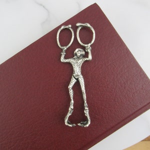 Vintage Silver Monkey Harlequin Jester Sugar Tongs, Novelty Art Deco Claw Serving Tongs