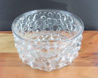 Vintage Sklo Union Czech Glass Bubble Bowl by Rosice Glassworks,  Mid Century MCM Bohemian Glass Moon Salad Bowl