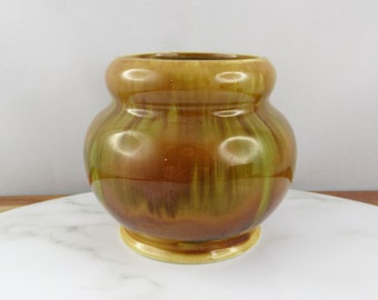 Small Vintage New Zealand Pottery Brown / Green Glazed Vase, Ambrico / Crown Lynn Pottery, Made in N.Z, Ceramic Vase, Vintage Home Decor