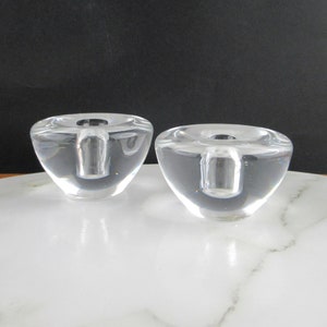 Pair of Vintage Orrefors Swedish Glass Candlestick Holders, Clear Glass Slim Taper Candle Holders, Vintage Scandinavian Glass