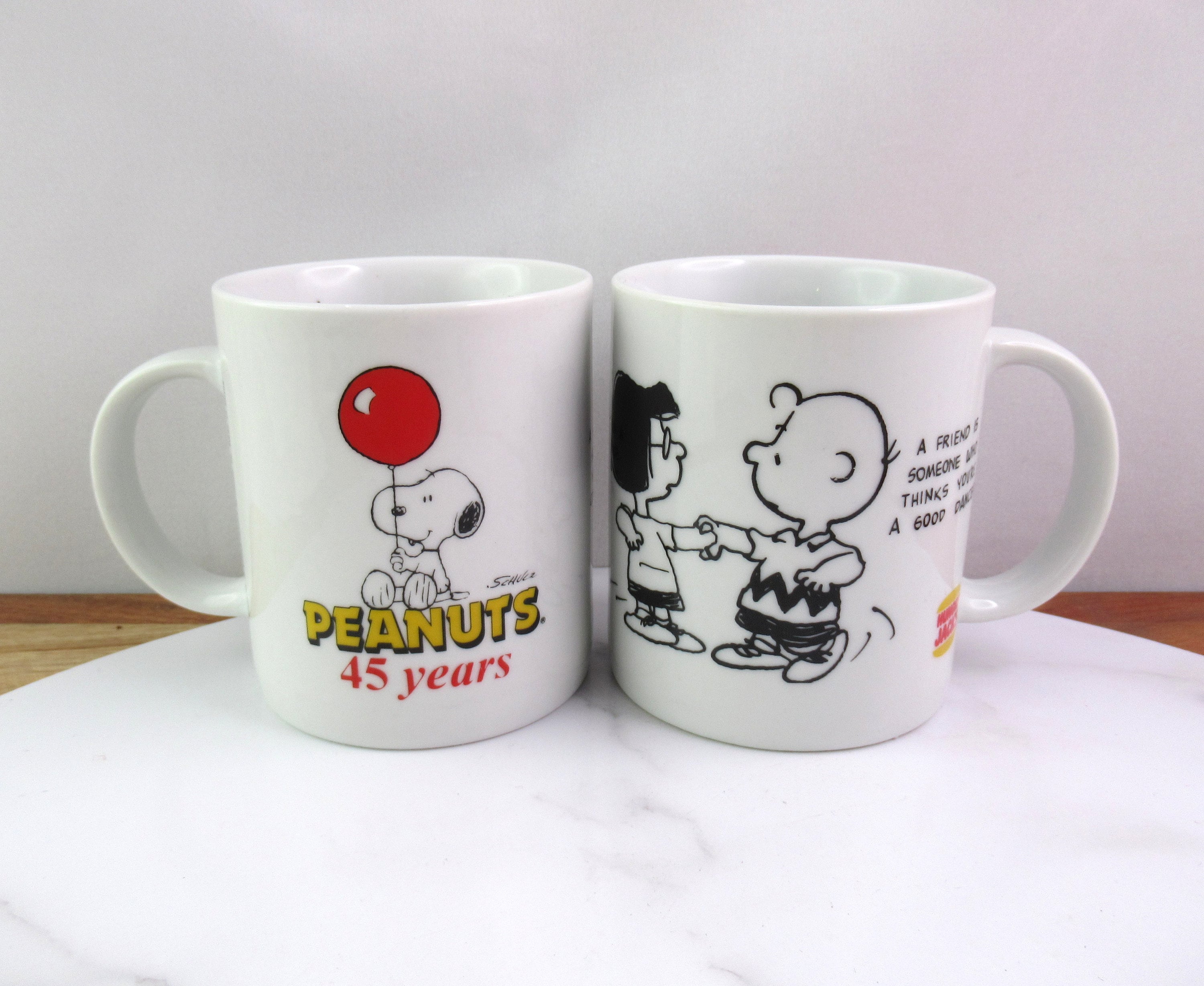Tazze in ceramica Snoopy vintage, Peanuts 45 anni per Hungry Jacks, Tazza  dell'amicizia -  Italia
