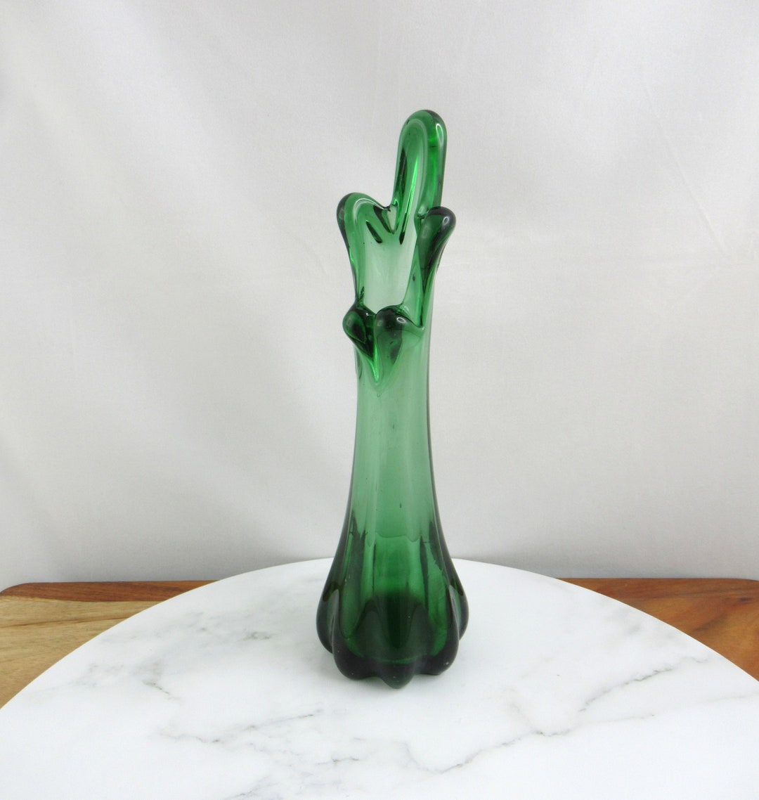 Stunning Vintage Dark Green Glass Finger Vase Mid Century Art - Etsy