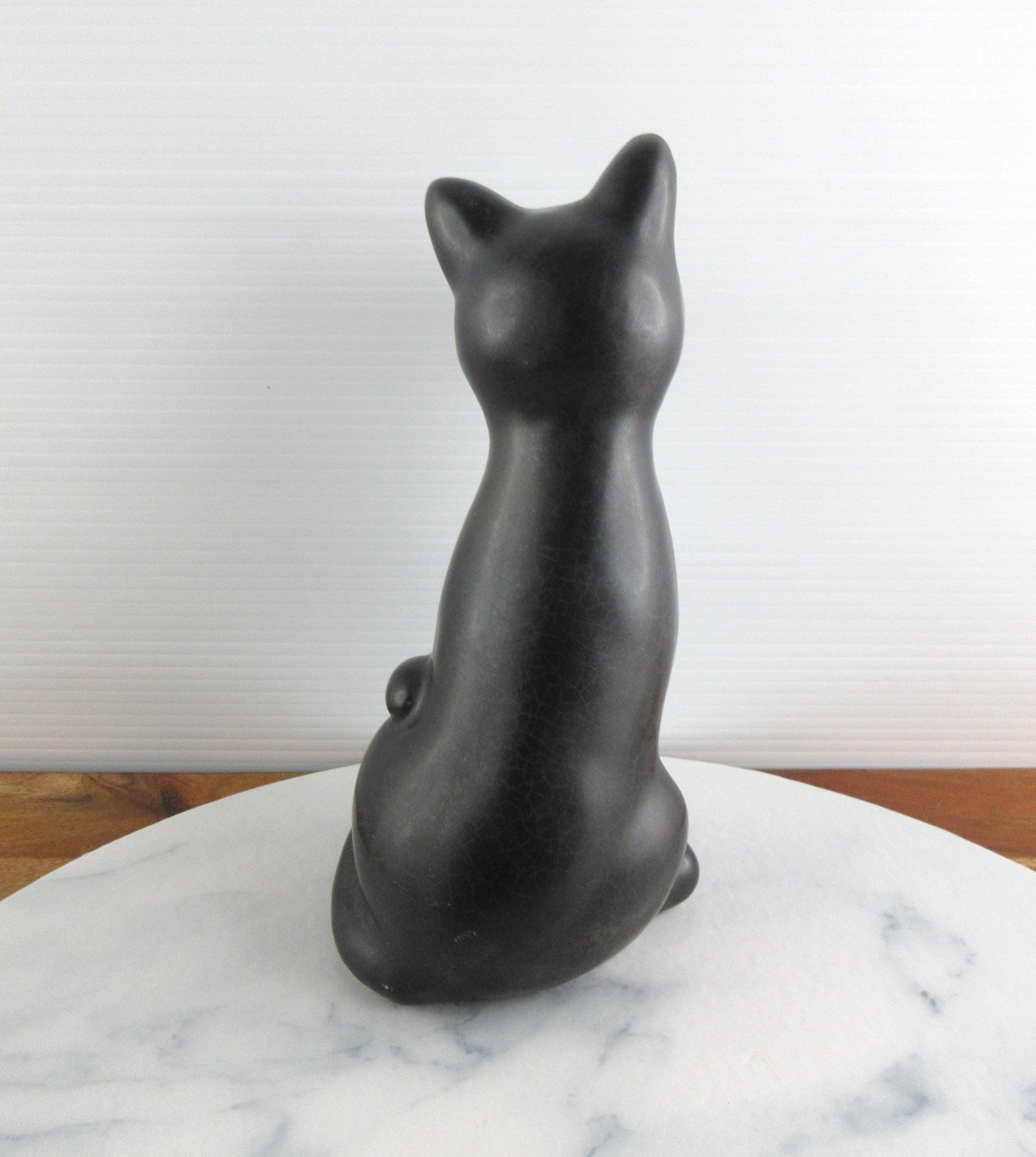 ヴィンテージ陶器製黒猫の置物、レトロな座り黒猫の置物 - Etsy 日本