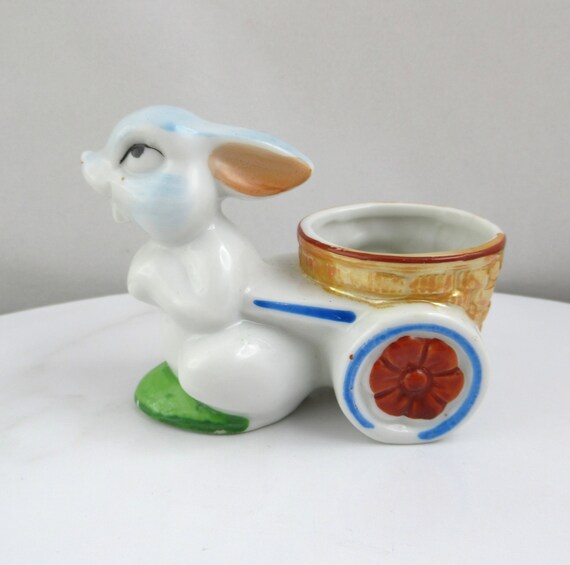 Vintage Bunny Pulling Cart Egg Cup Vintage Bunny Pulling Cart Egg Cup