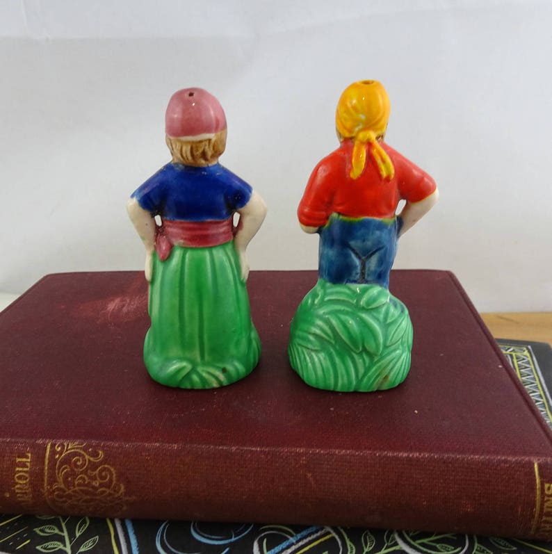 Vintage Man /& Woman Gypsy Couple Salt and Pepper Shakers Made in Japan Cute Decor Small Mid Century Ceramic Set