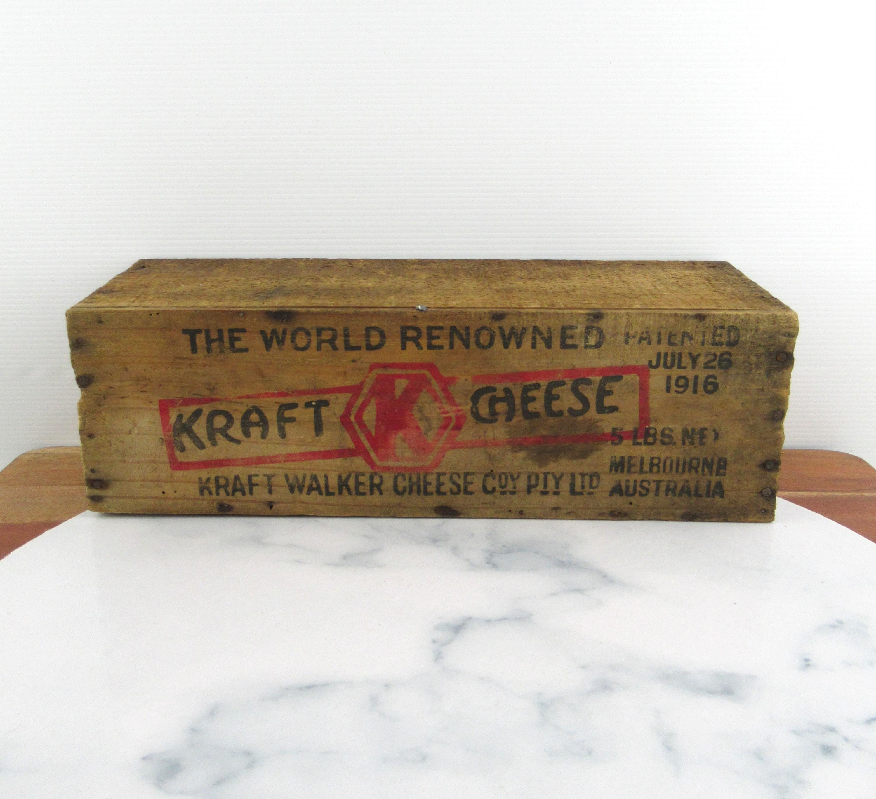 Small Vintage Wooden Kraft Cheese Box, Timber Crate, 5 LBS