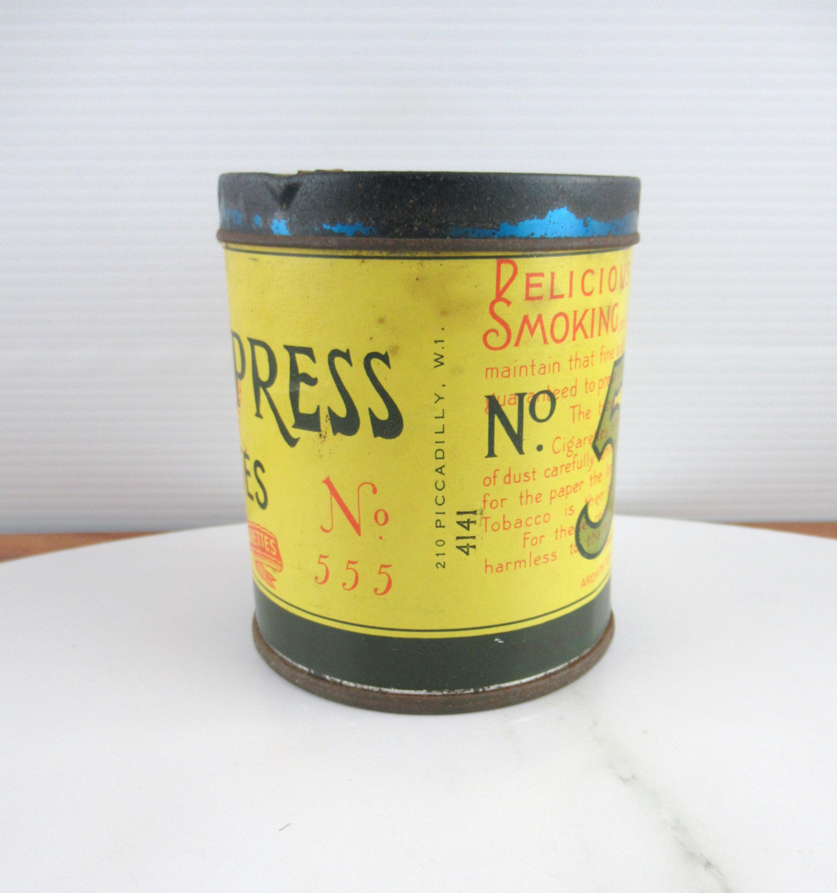 state express tobacco tin Vintage State Express No. 555 Round Cigarette Tin, Empty Collectable  Packaging Tin
