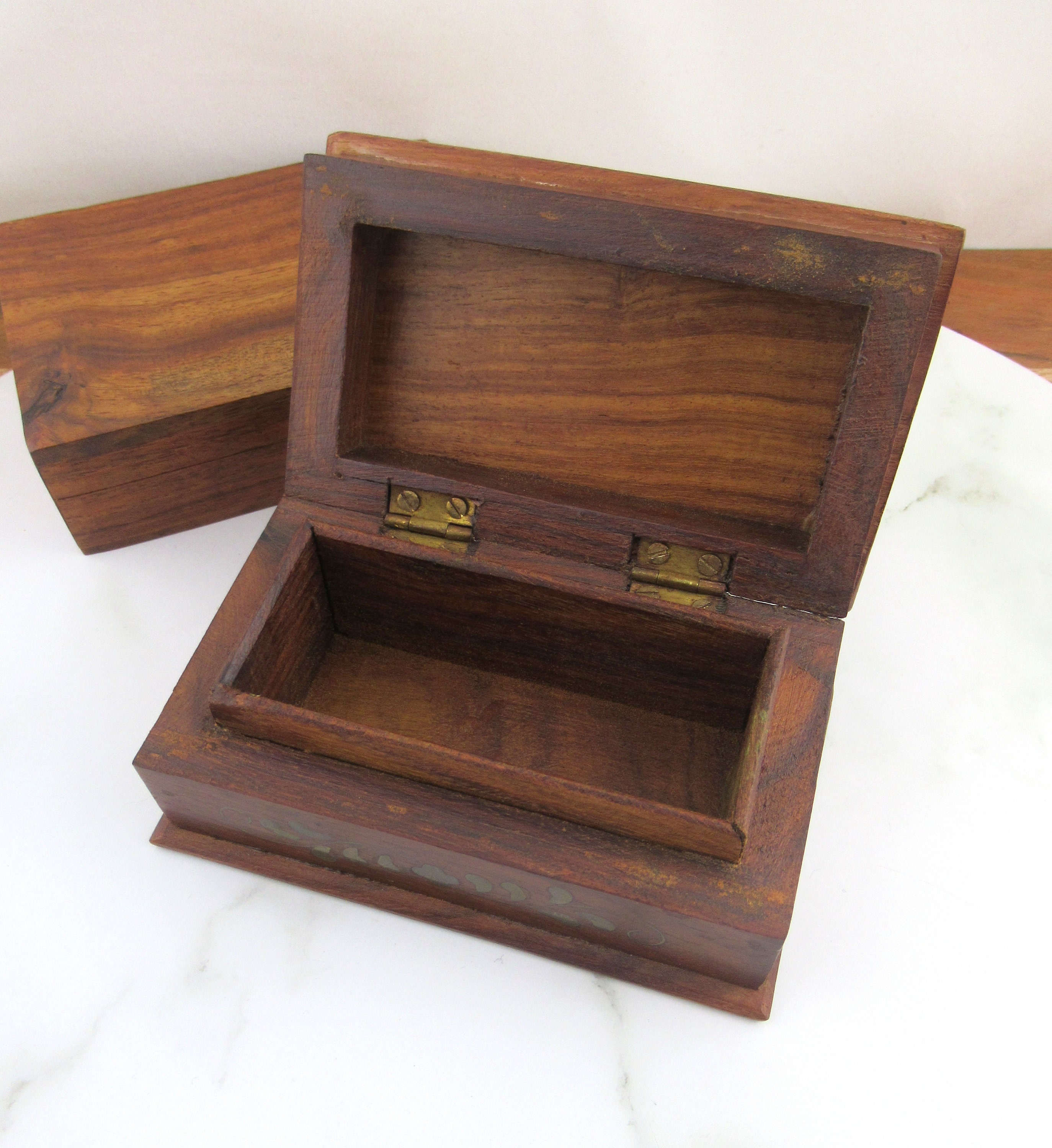Lot of 2 Small Vintage Wooden Trinket Boxes Small Jewellery Etsy