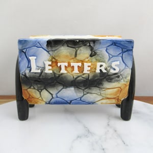 Vintage Ceramic Letter Holder with Rock Wall Look,  Retro Atomic Made in Japan 1960&#39;s