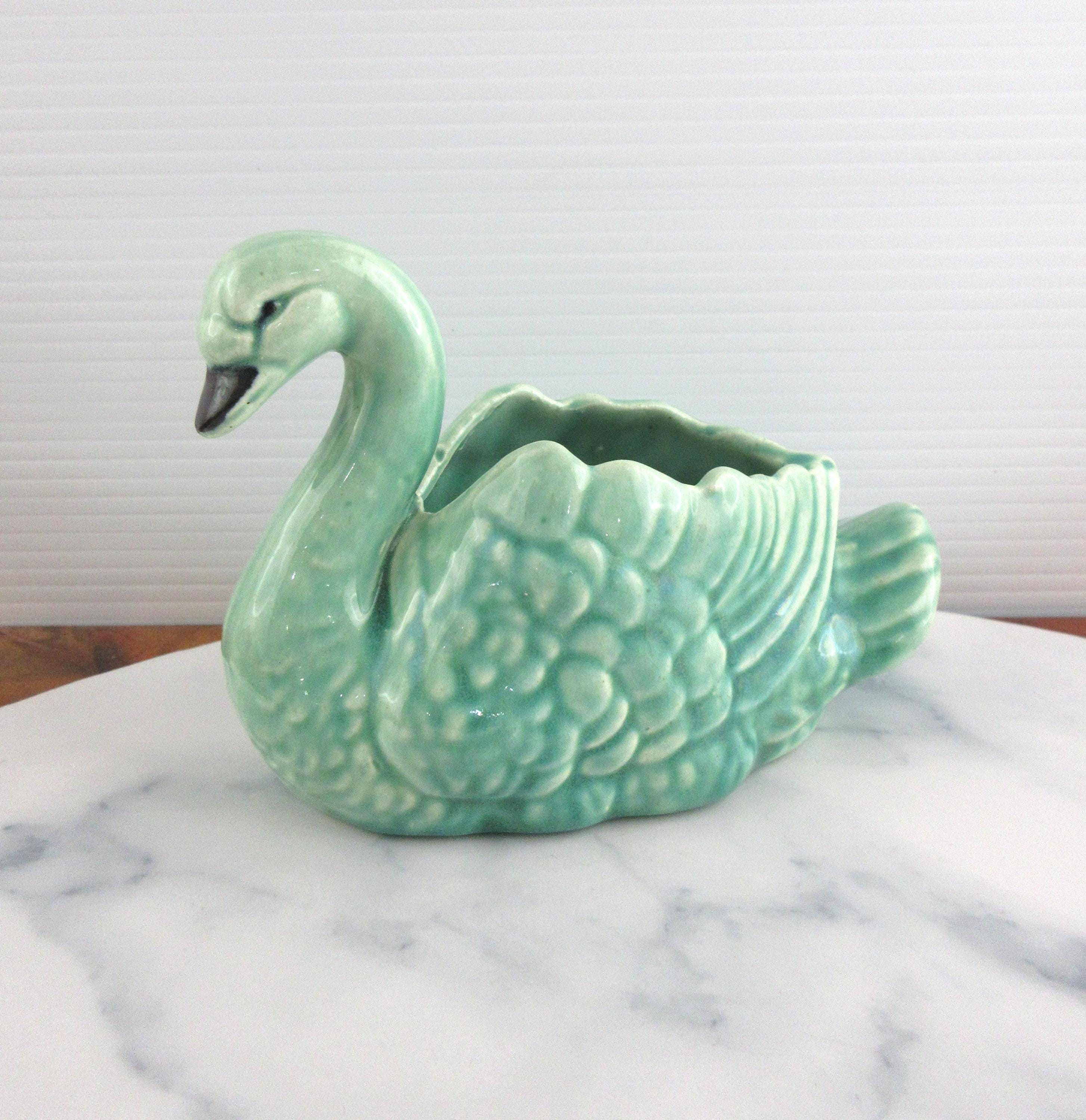 陶器の白鳥の花瓶 - Etsy 日本