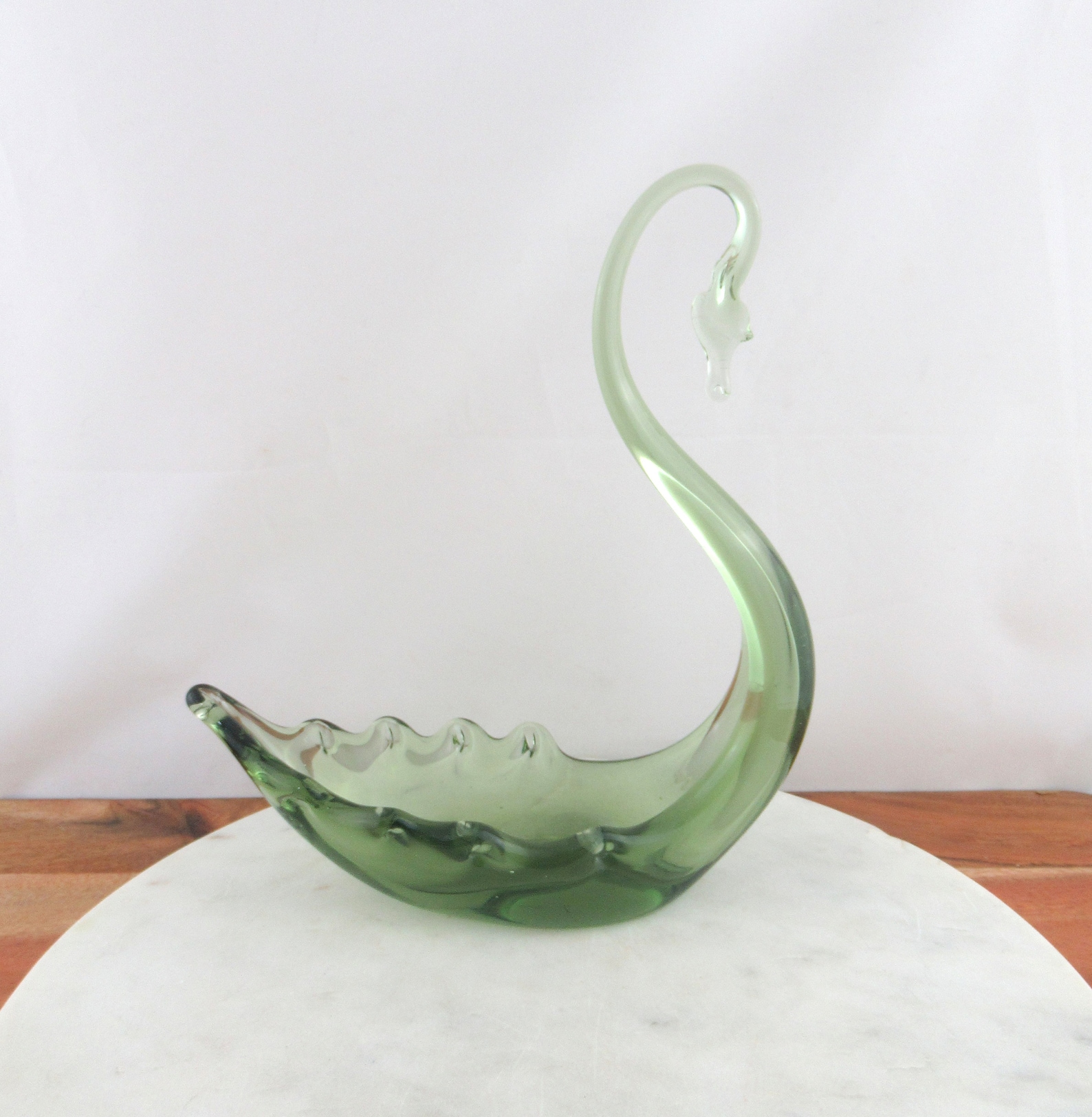 Beautiful Vintage Green Murano Glass Swan Dish Italian Art Etsy