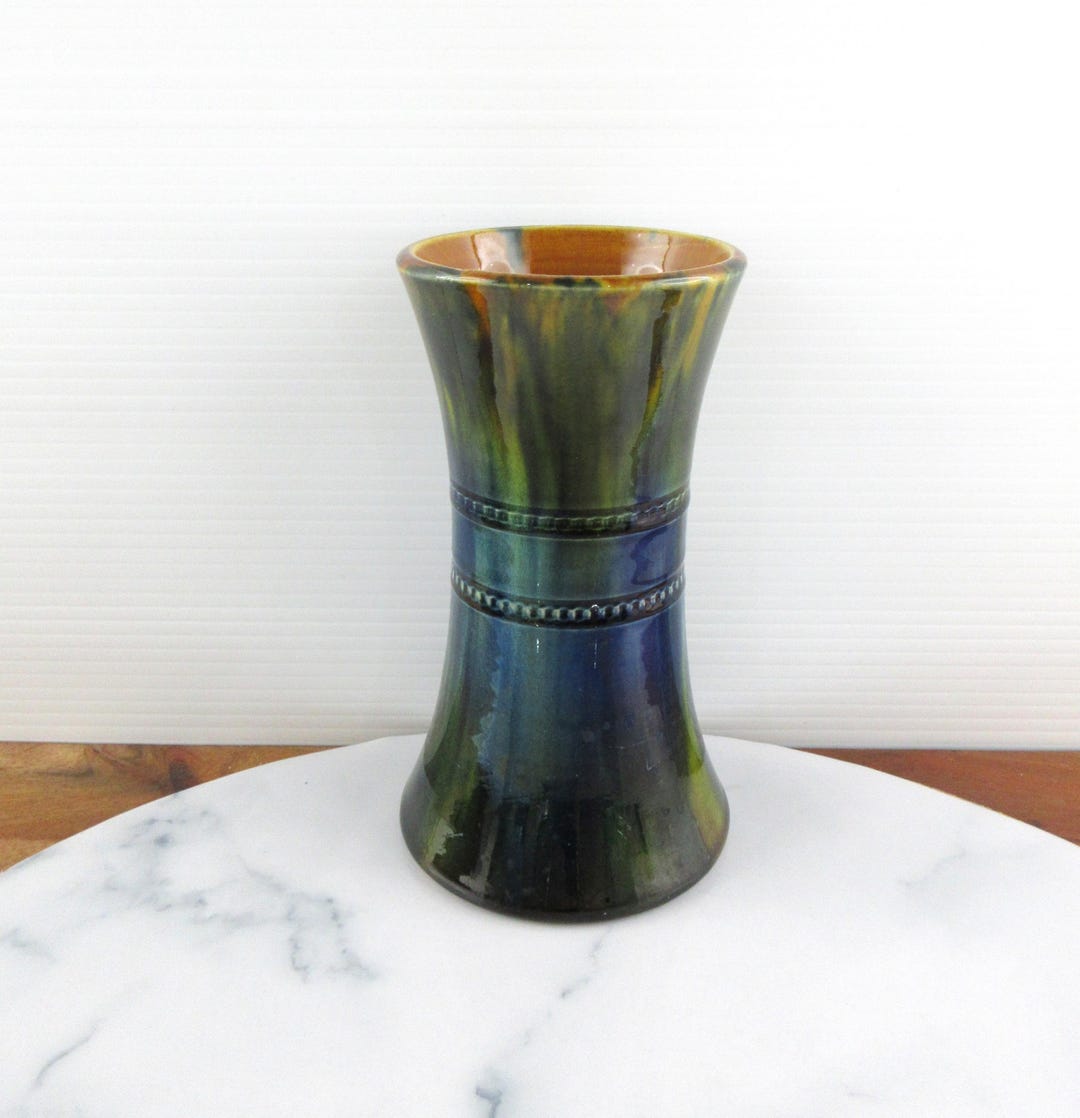 Vintage Australian Drip Glaze Pottery Vase, Mid Century Studio Ceramic ...
