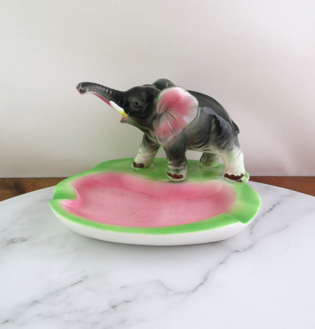 Vintage Ceramic Elephant Ashtray or Trinket Bowl Figural Etsy