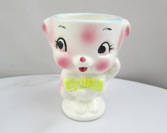 Cute Vintage Ceramic Pig Egg Cup,  Animal Character Easter Egg Cup,  Made in Japan