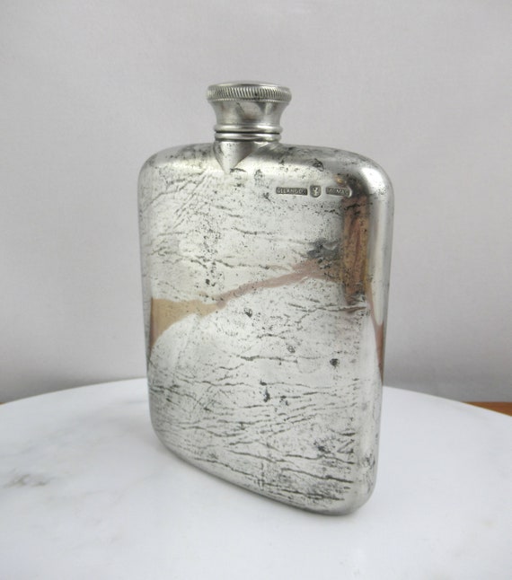 Vintage Royal Selangor Pewter Curved Hip Flask, 1990, Pocket Vintage Royal Selangor Pewter Curved Hip Flask, 1990, Pocket