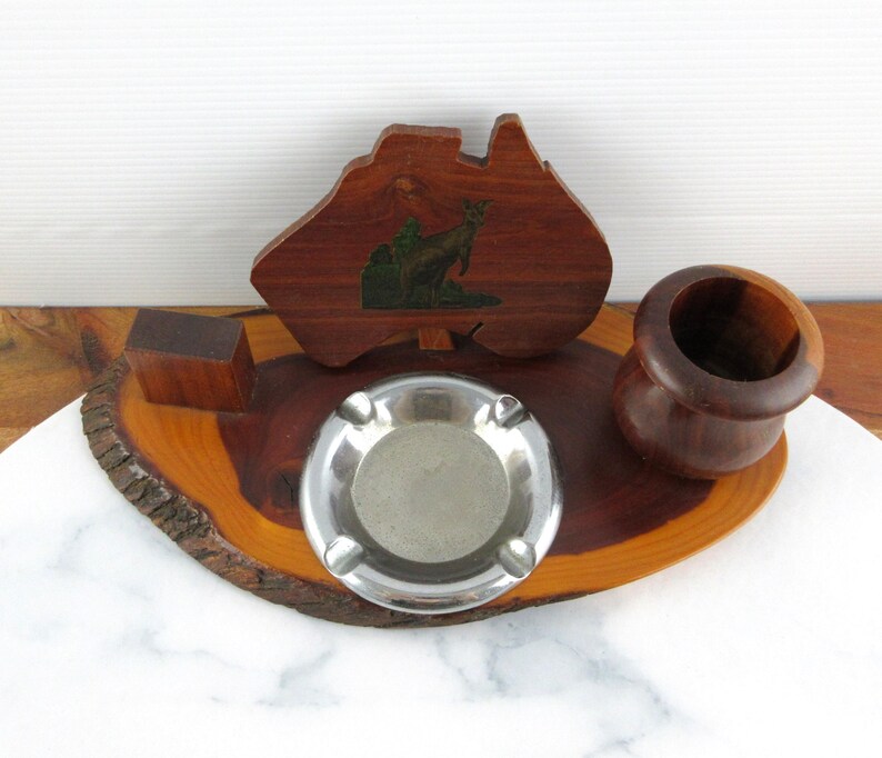 Vintage Genuine Australian Mulga Wood Ashtray, Map of Australia With ...