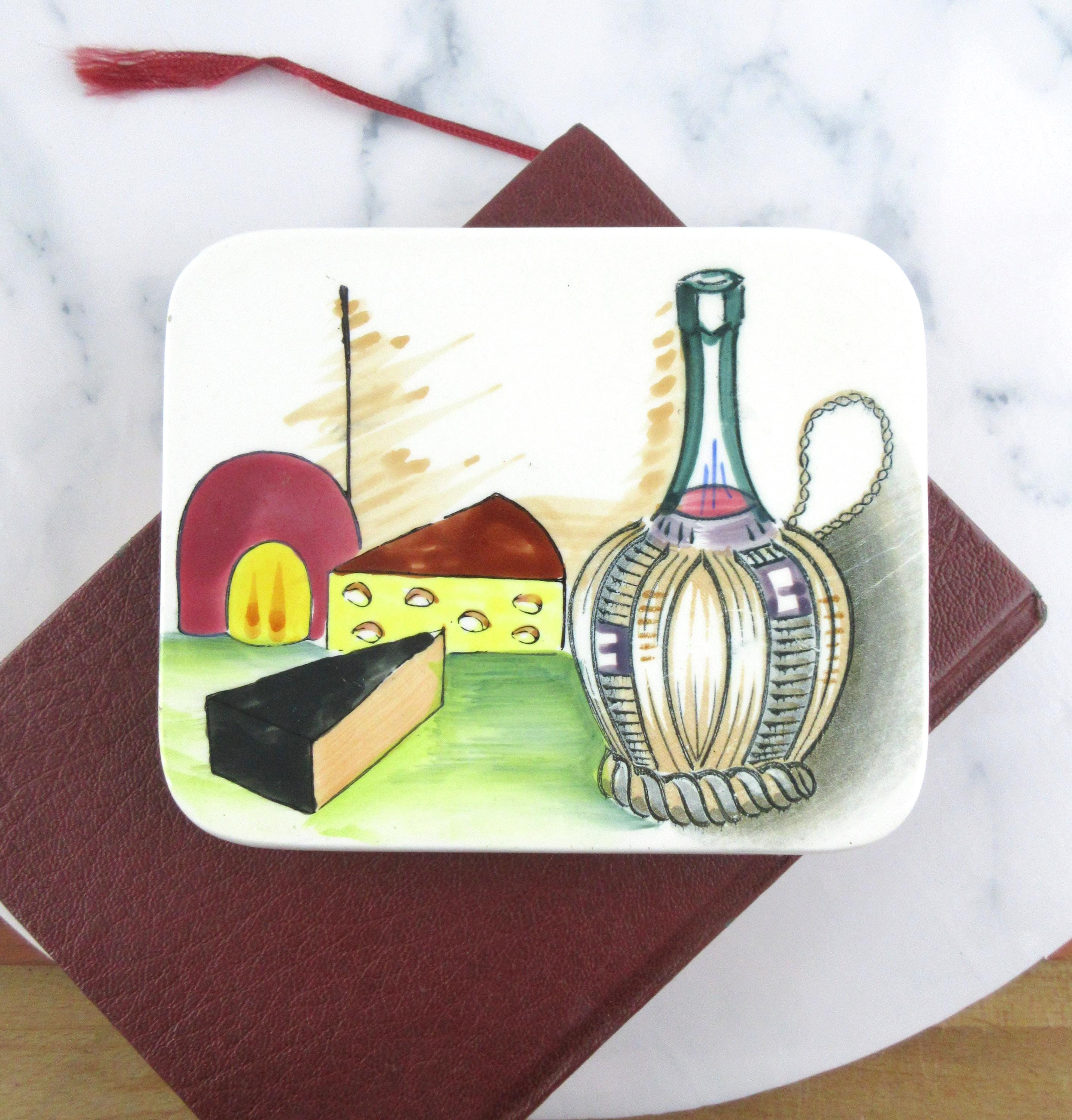 【JAPAN vintage】 カッティングボード チーズ ビンテージ Small Vintage Ceramic Cheese Board, Made in Japan, Hand Painted